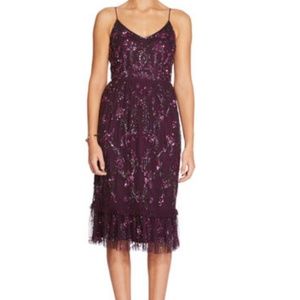 Beaded Midi Adrianna Papell Purple Dress SIZE 4